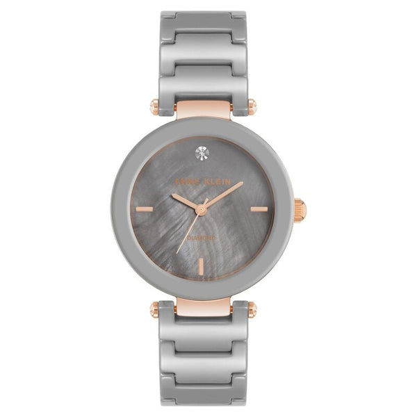 Anne Klein Quartz Analog Grey Dial Ceramic Strap Watch for Women