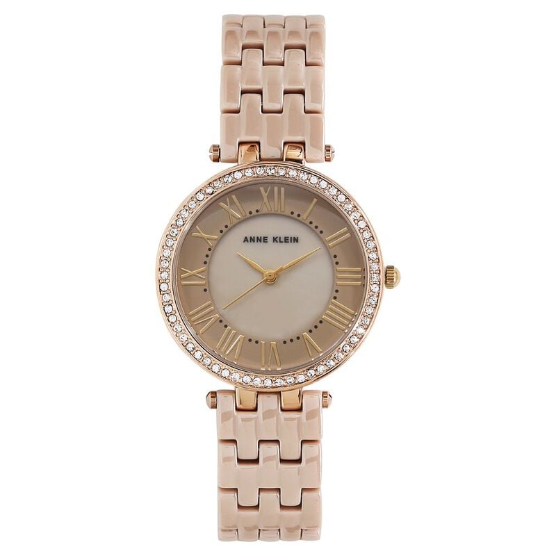 Anne Klein Quartz Analog Mother of Pearl Dial Ceramic Strap Watch for Women