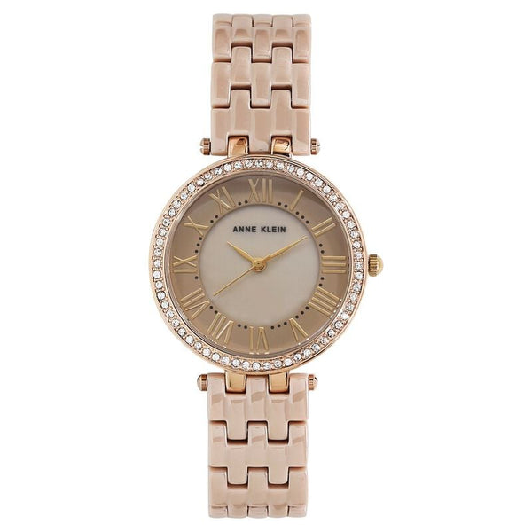 Anne Klein Quartz Analog Mother of Pearl Dial Ceramic Strap Watch for Women