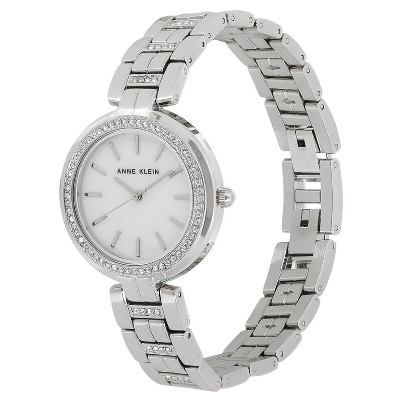 Anne Klein Quartz Analog Mother of Pearl Dial Metal Strap Watch for Women