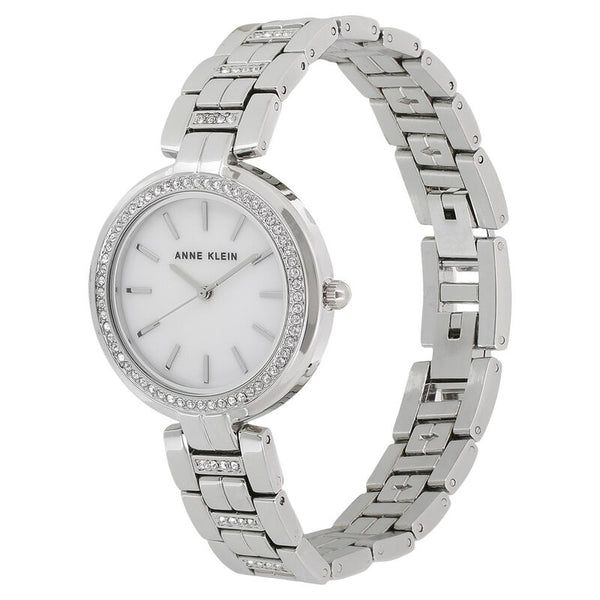 Anne Klein Quartz Analog Mother of Pearl Dial Metal Strap Watch for Women