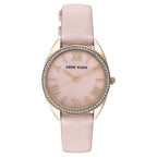Anne Klein Quartz Analog Pink Dial Leather Strap Watch for Women