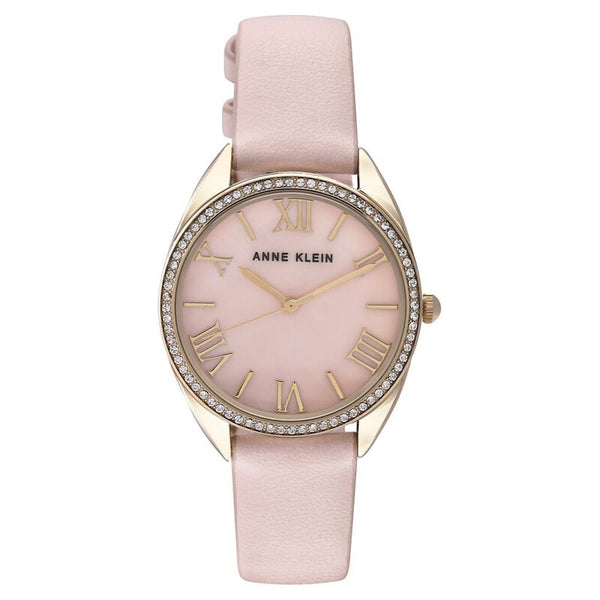 Anne Klein Quartz Analog Pink Dial Leather Strap Watch for Women