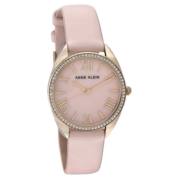 Anne Klein Quartz Analog Pink Dial Leather Strap Watch for Women