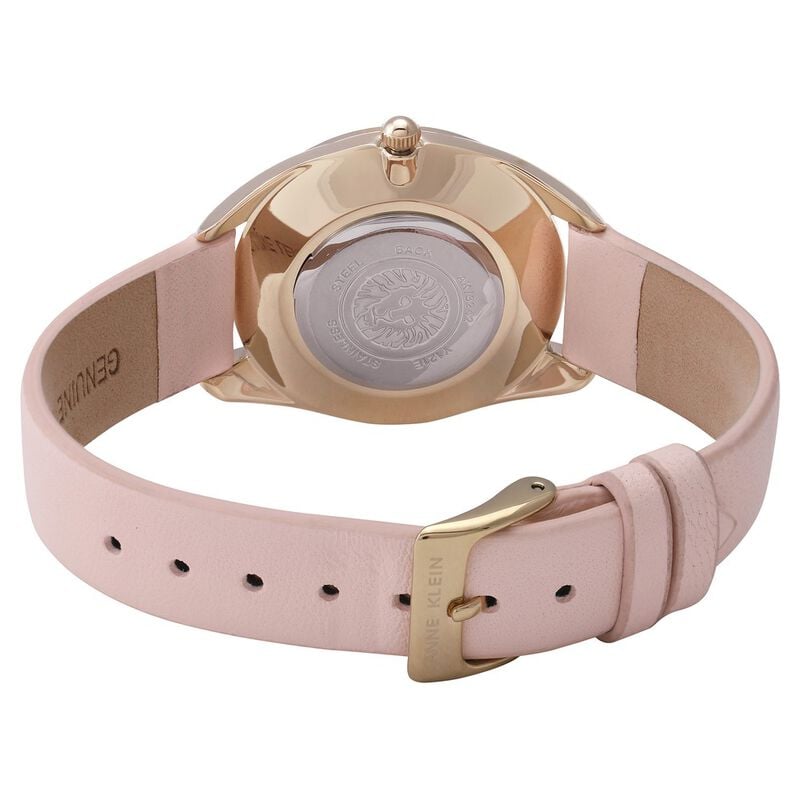 Anne Klein Quartz Analog Pink Dial Leather Strap Watch for Women