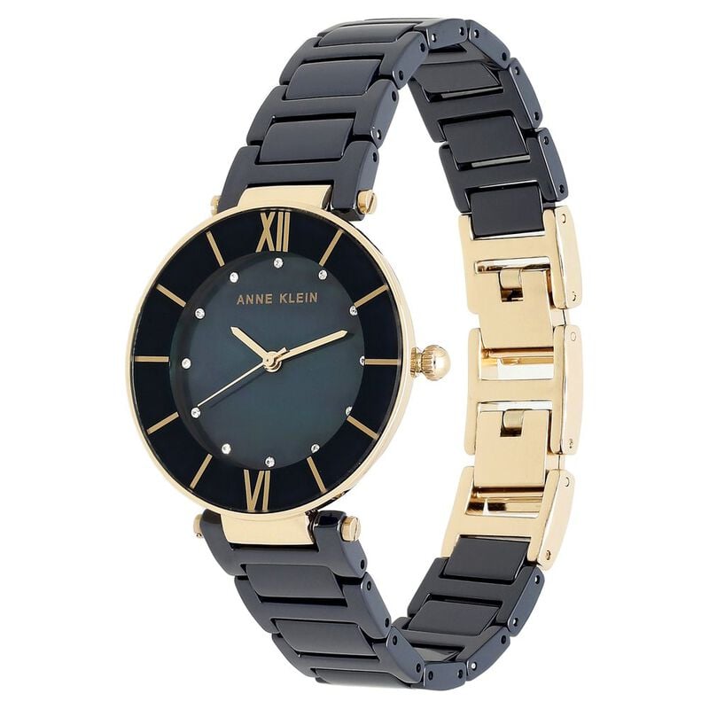 Anne Klein Quartz Analog Blue Dial Ceramic Strap Watch for Women