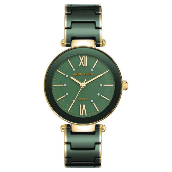 Anne Klein Quartz Analog Green Dial Green Ceramic Strap Watch For Women