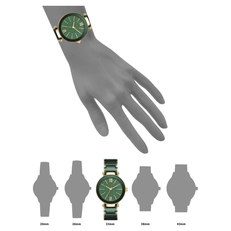 Anne Klein Quartz Analog Green Dial Green Ceramic Strap Watch For Women