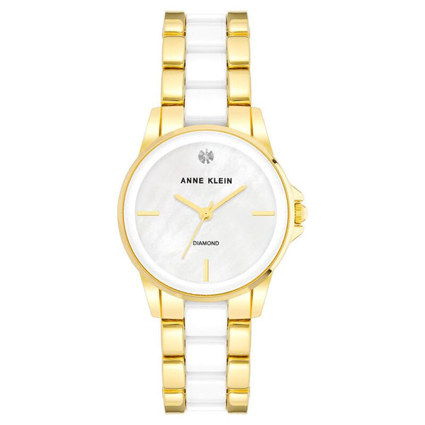 Anne Klein Quartz Analog Mother of Pearl Dial Multicoloured Metal Strap Watch For Women