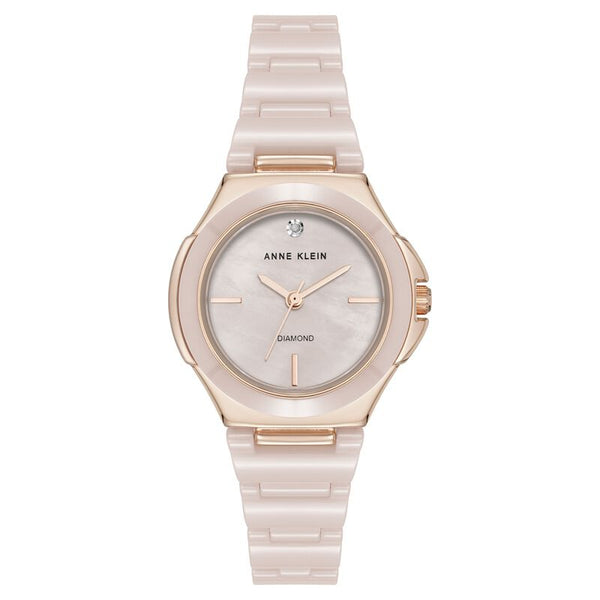 Anne Klein Quartz Analog Mother Of Pearl Dial Ceramic Strap Watch For Women