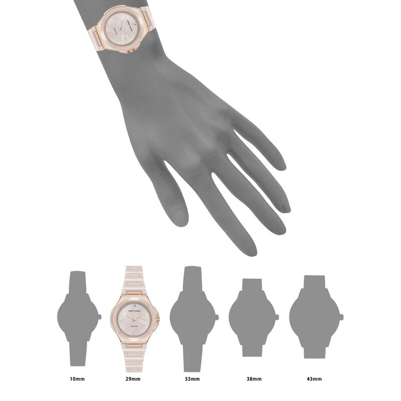 Anne Klein Quartz Analog Mother Of Pearl Dial Ceramic Strap Watch For Women