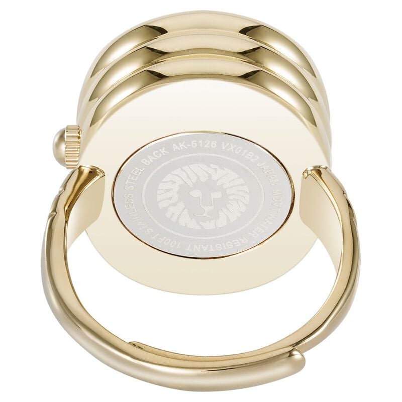 Anne Klein Quartz Analog Black Dial Golden Metal Ring Watch For Women