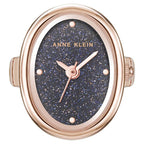 Anne Klein Quartz Analog Blue Dial Rose Gold Metal Ring Watch For Women