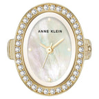 Anne Klein Quartz Analog White Dial Golden Metal Ring Watch For Women