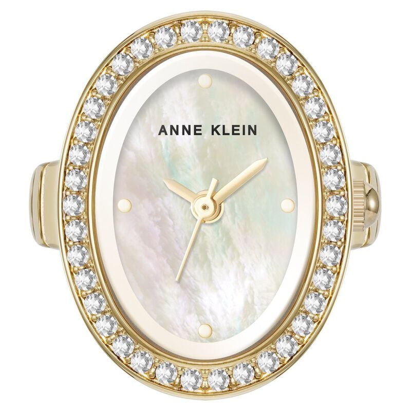 Anne Klein Quartz Analog White Dial Golden Metal Ring Watch For Women