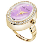 Anne Klein Quartz Analog Purple Dial Golden Metal Ring Watch For Women