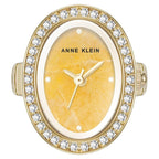 Anne Klein Quartz Analog Yellow Dial Golden Metal Ring Watch For Women