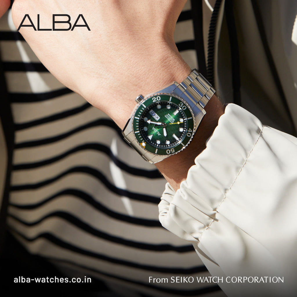 AL4437X1 Green Dial with White Metal Strap Automatic Watch
