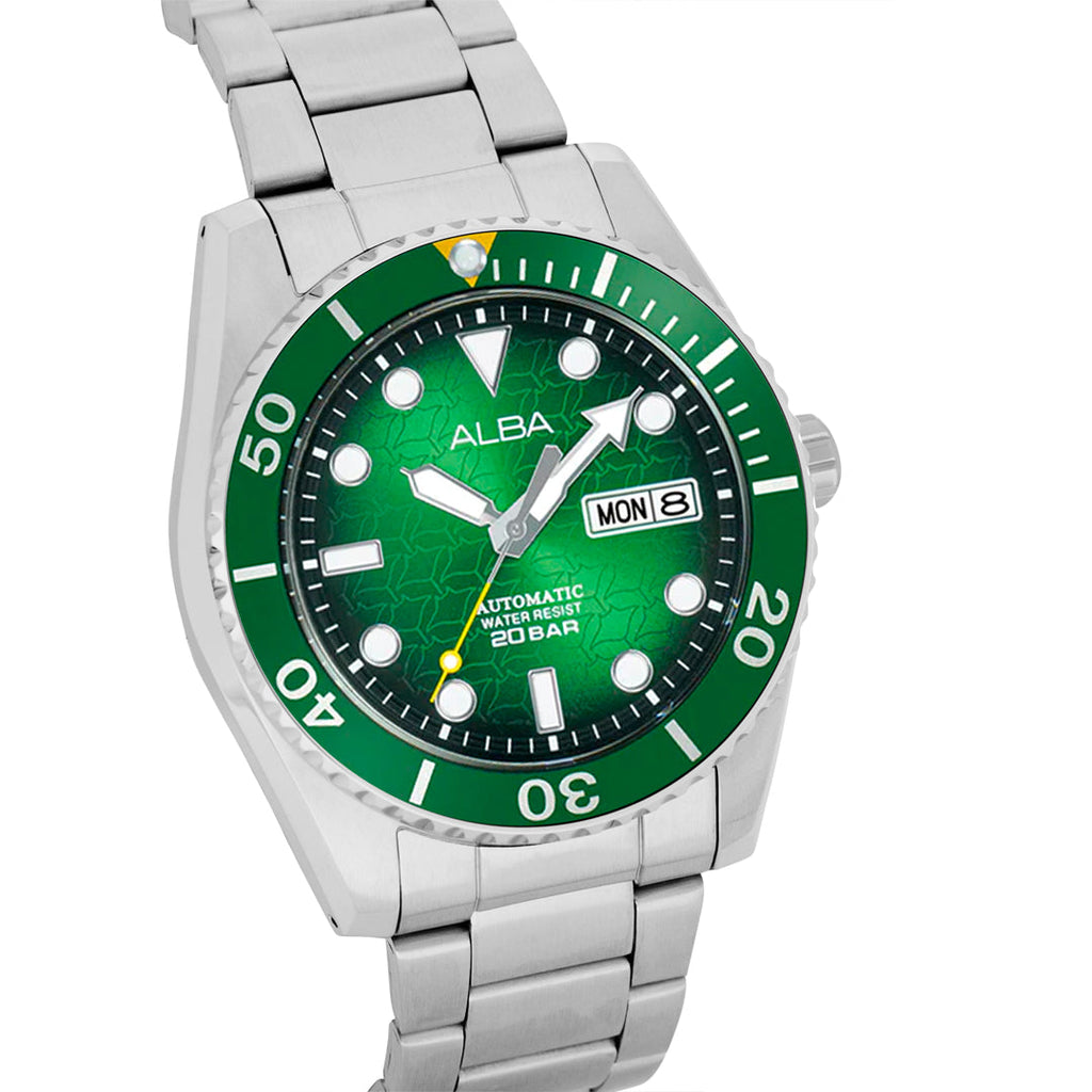 AL4437X1 Green Dial with White Metal Strap Automatic Watch