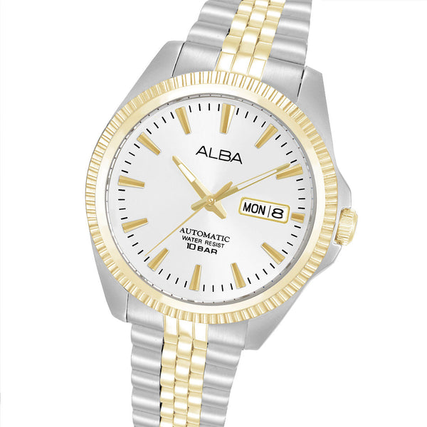 AL4784X1 Gold-Tone Fluted Bezel Automatic Watch