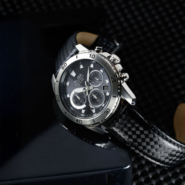 AZ5019X1 Black Dial With Leather Strap Solar Chronograph Watch