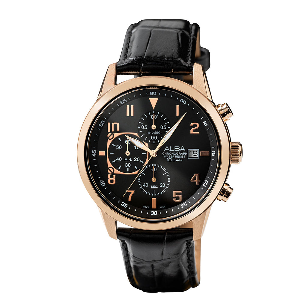 AM3A14X1 Classic Black & Gold Dial Chronograph Watch