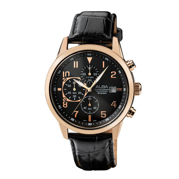 AM3A14X1 Classic Black & Gold Dial Chronograph Watch