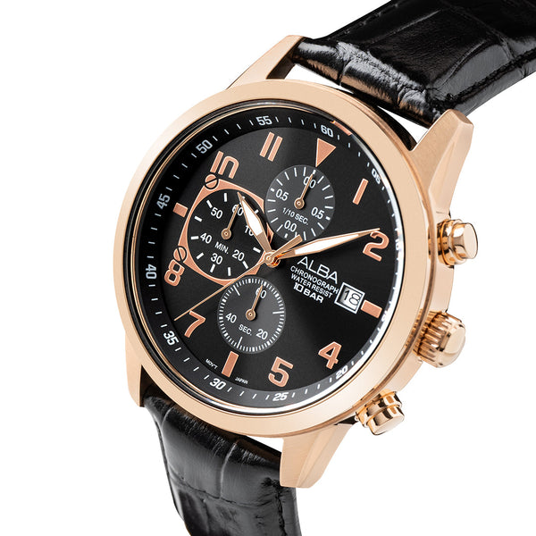 AM3A14X1 Classic Black & Gold Dial Chronograph Watch