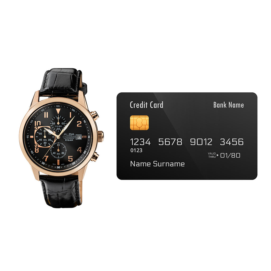 AM3A14X1 Classic Black & Gold Dial Chronograph Watch