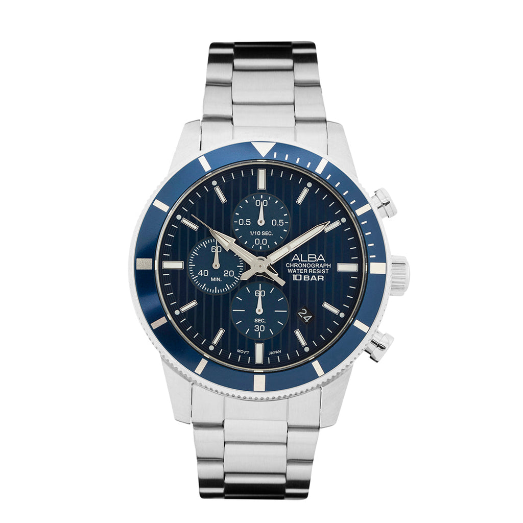 AM3955X1 Blue Patterned Dial Chronograph Watch