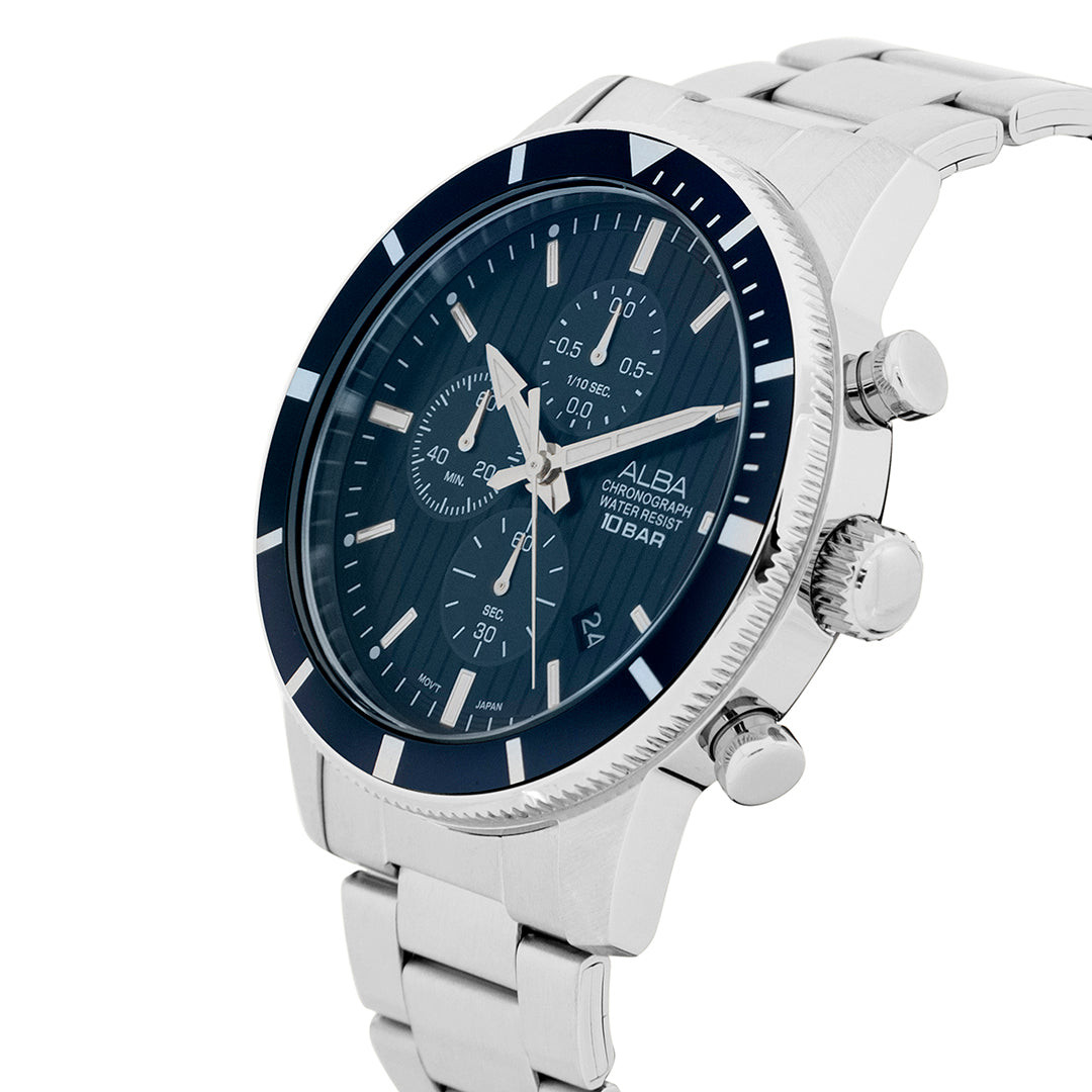 AM3955X1 Blue Patterned Dial Chronograph Watch