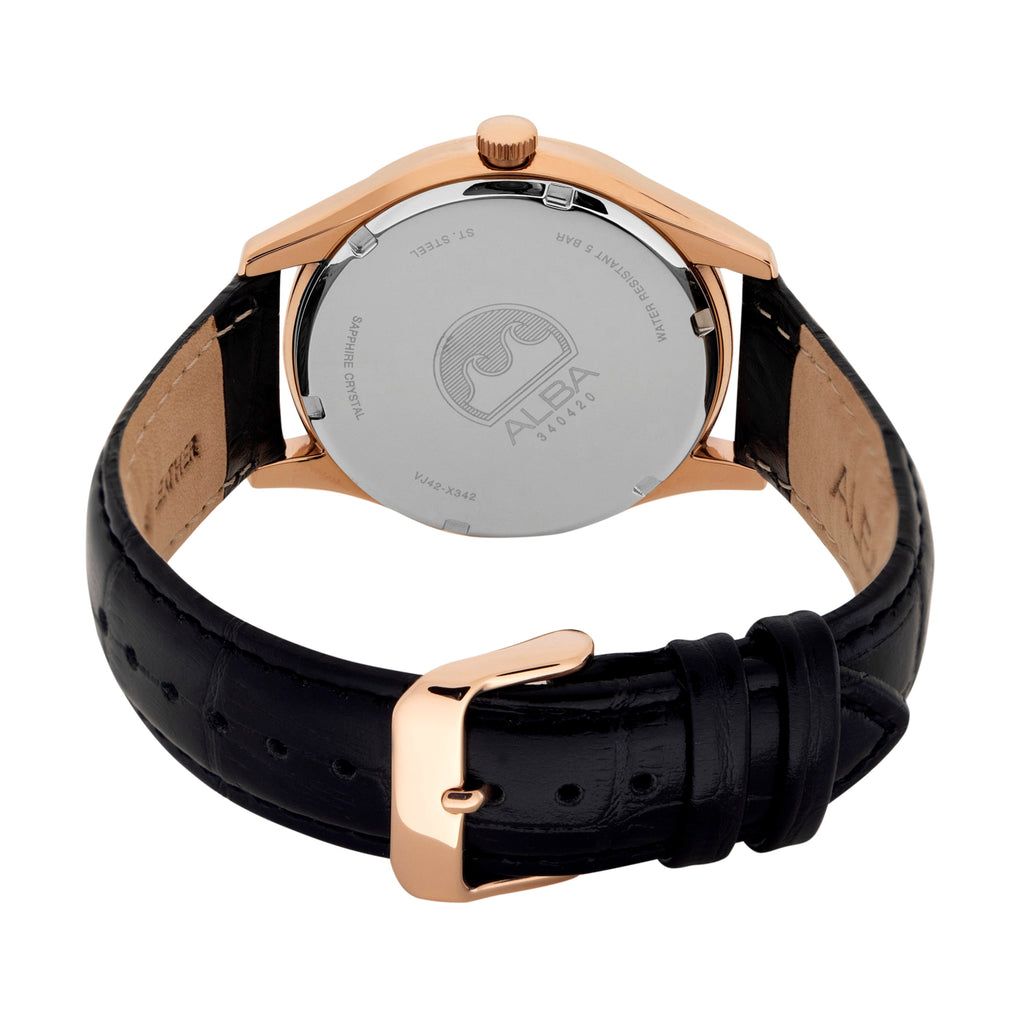 AS9R22X1 Asterix Black Dial with Black Leather Strap
