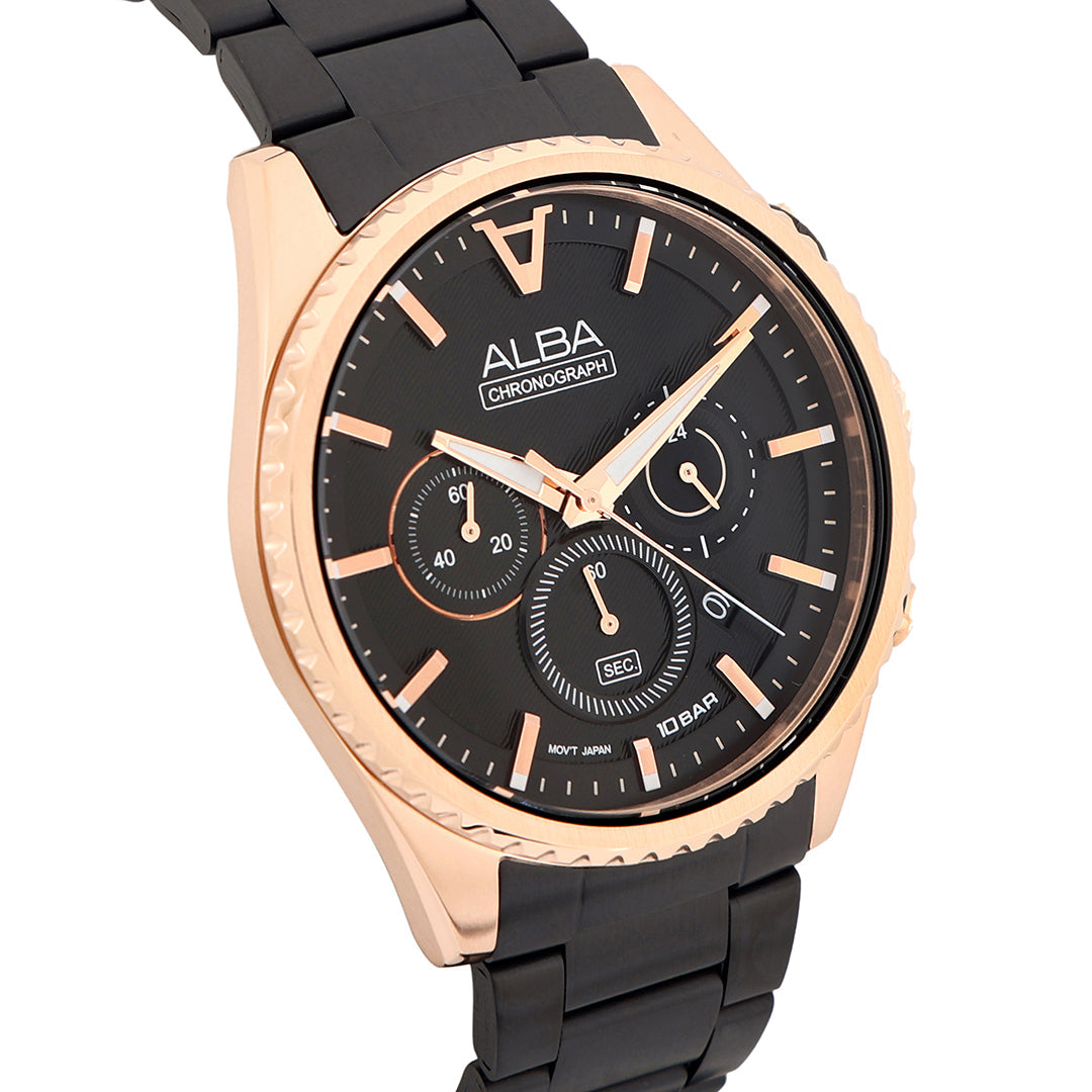AT3H80X1 Black-Gold Dial Chronograph Watch