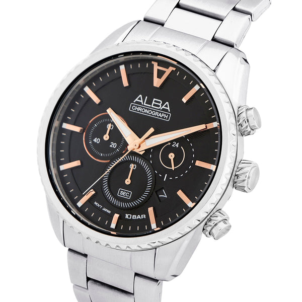 AT3H81X1 Jet Black Dial Chronograph Watch