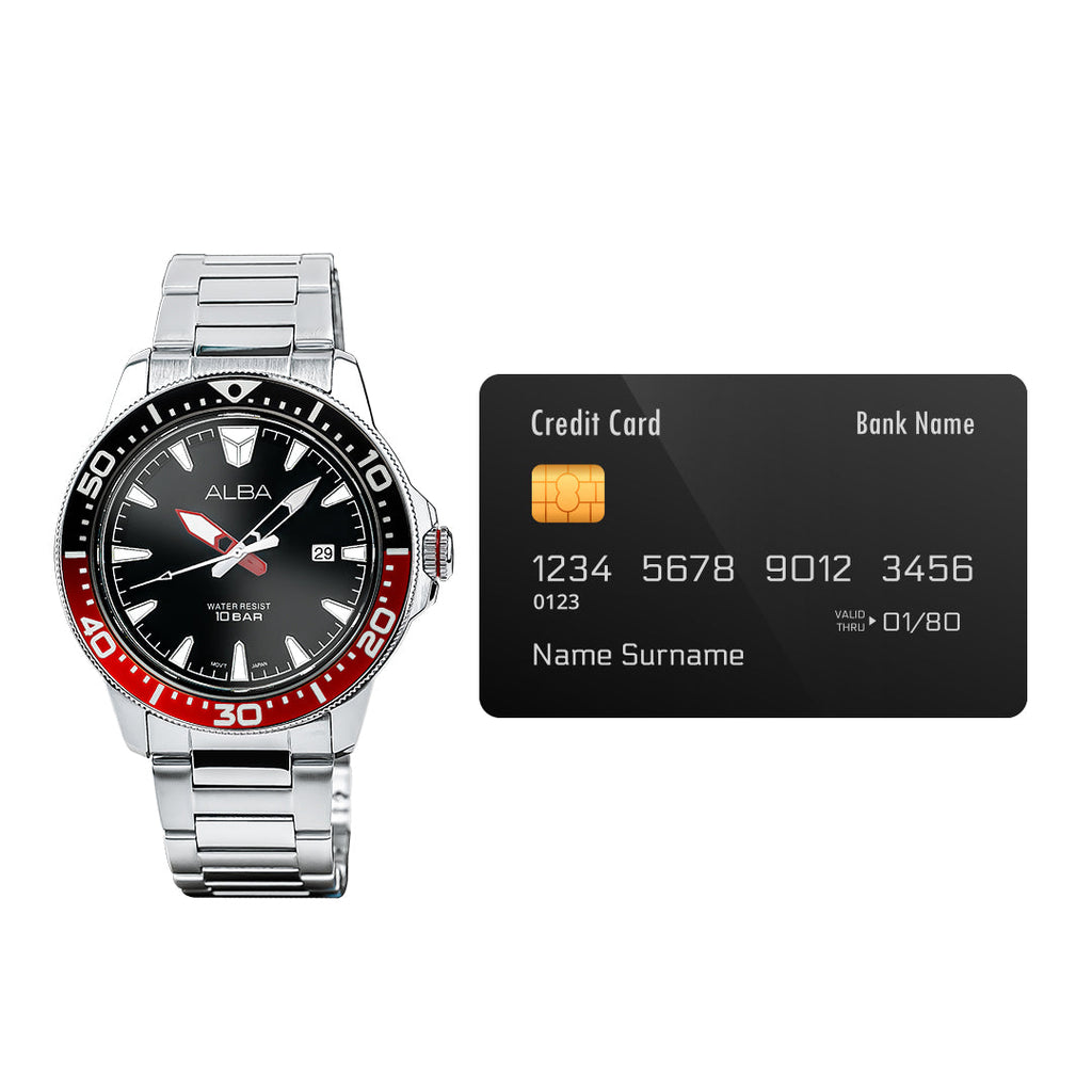 AS9T99X1 Black & Red Dial Quartz Watch