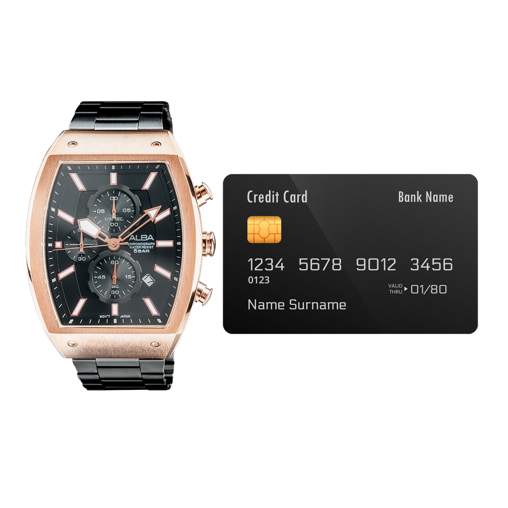 AM3992X1 Black & Gold Rectangular Dial Chronograph Watch