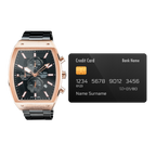 AM3992X1 Black & Gold Rectangular Dial Chronograph Watch