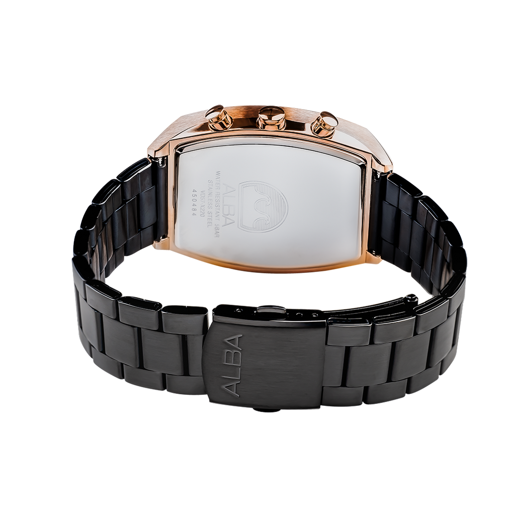AM3992X1 Black & Gold Rectangular Dial Chronograph Watch