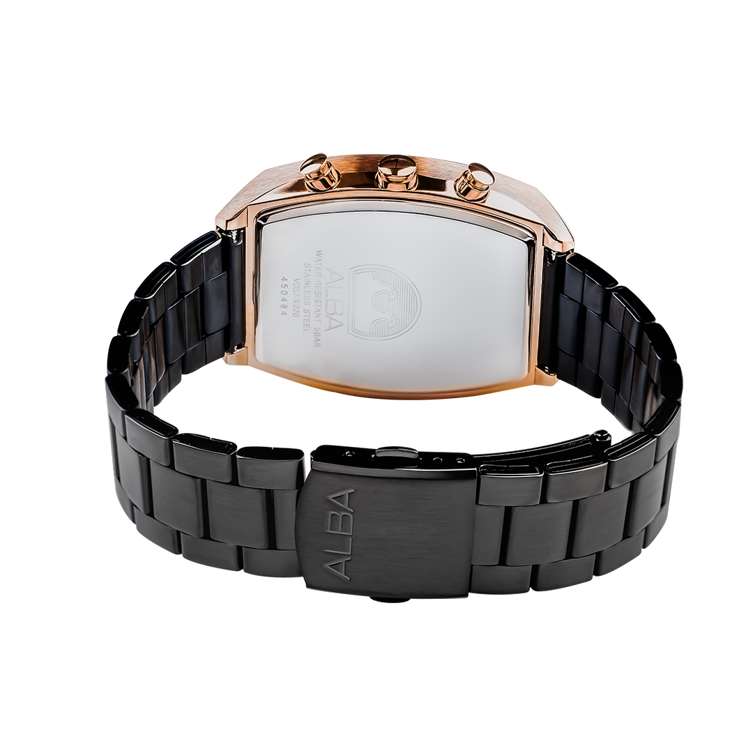 AM3992X1 Black & Gold Rectangular Dial Chronograph Watch