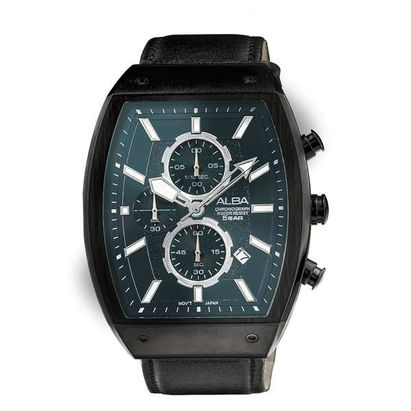 AM3999X1 Black Rectangular Dial Chronograph Watch