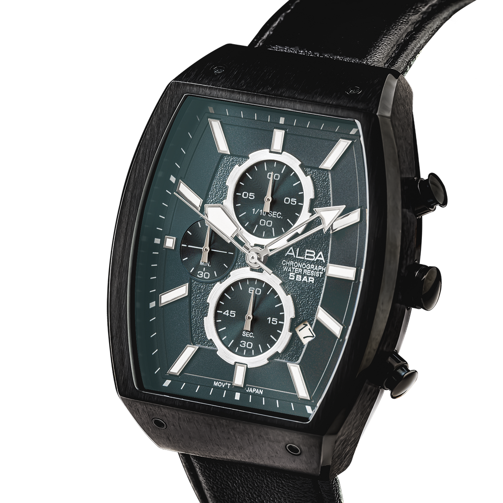 AM3999X1 Black Rectangular Dial Chronograph Watch