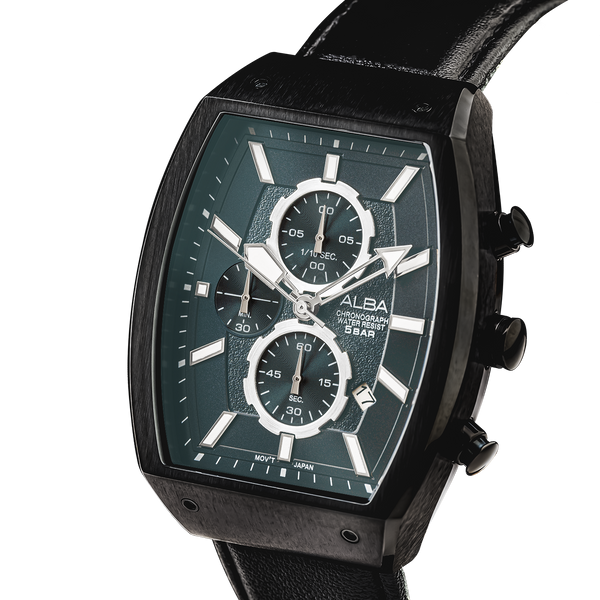 AM3999X1 Black Rectangular Dial Chronograph Watch
