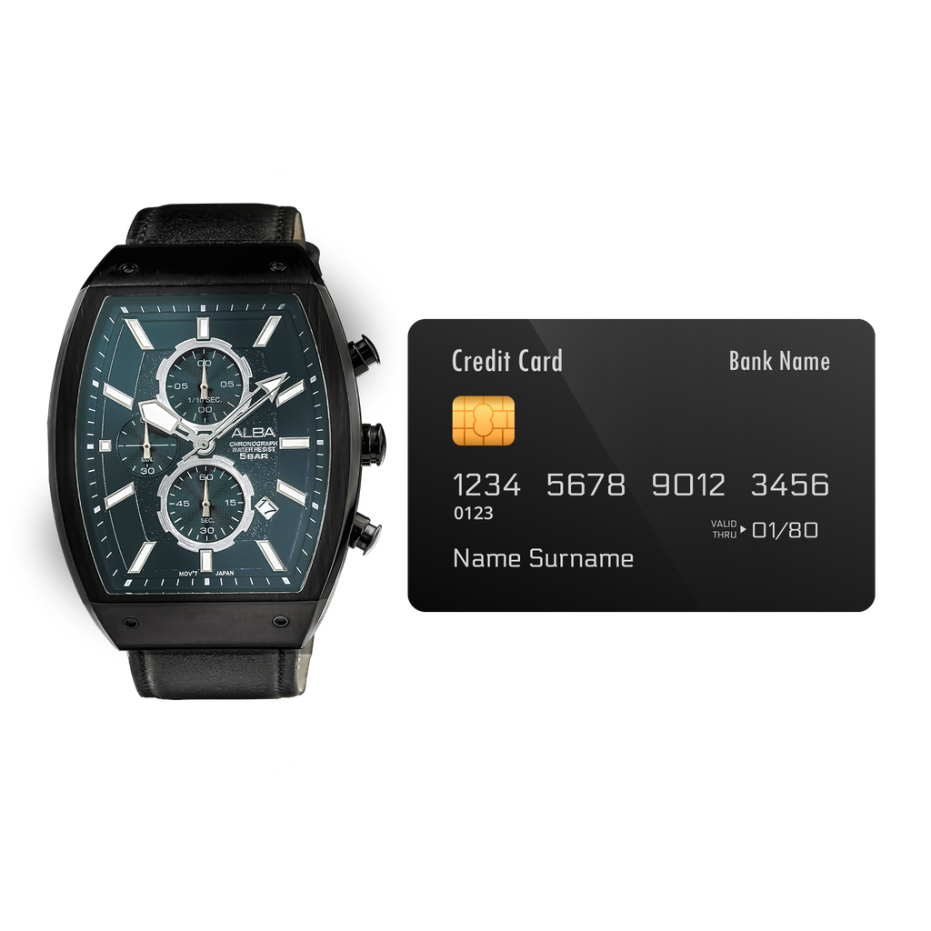 AM3999X1 Black Rectangular Dial Chronograph Watch