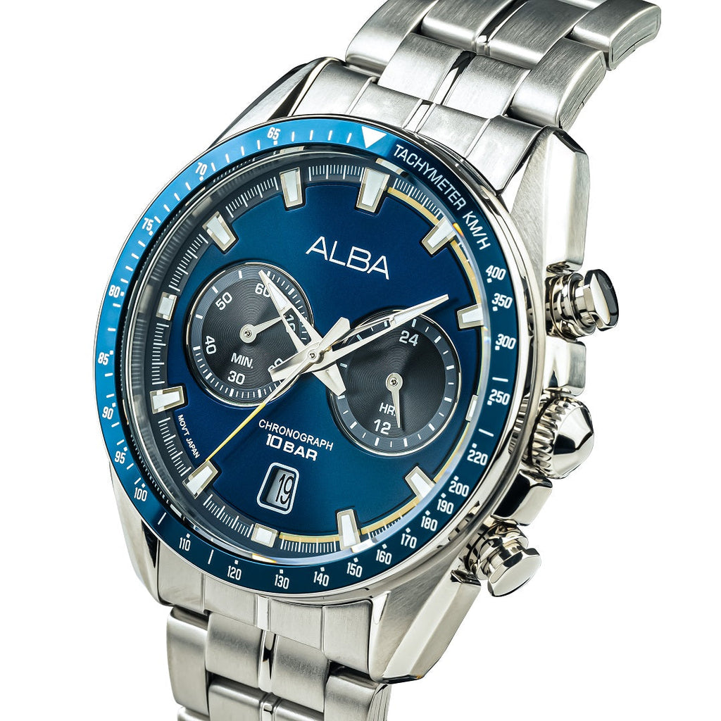 A4B017X1 Navy Blue Dial Chronograph Watch