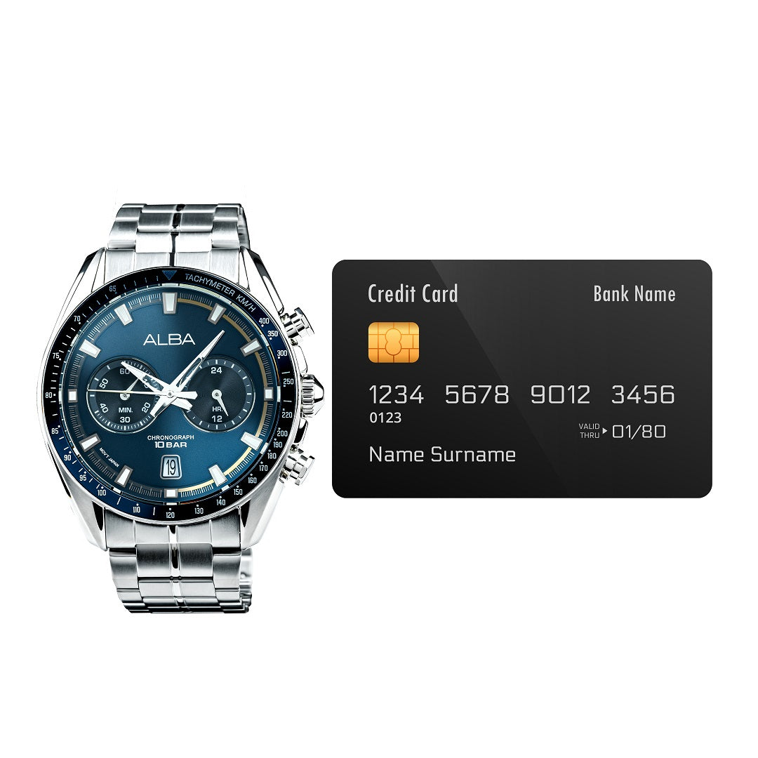 A4B017X1 Navy Blue Dial Chronograph Watch