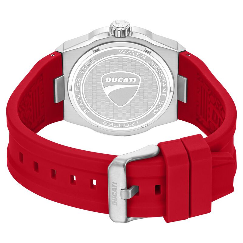 Ducati Quartz Analog Black Dial Red Silicone Strap Watch For Men