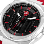 Ducati Quartz Analog Black Dial Red Silicone Strap Watch For Men