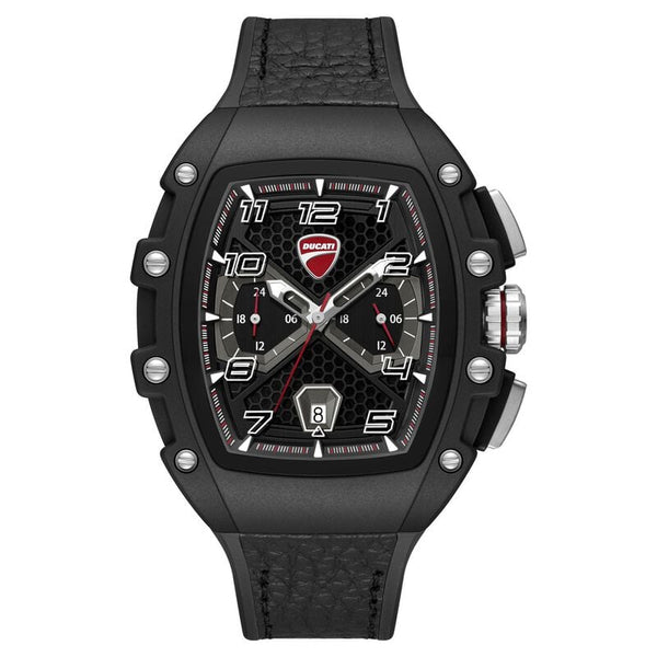 Ducati Quartz Multifunction Black Dial Black Silicone Strap Watch For Men