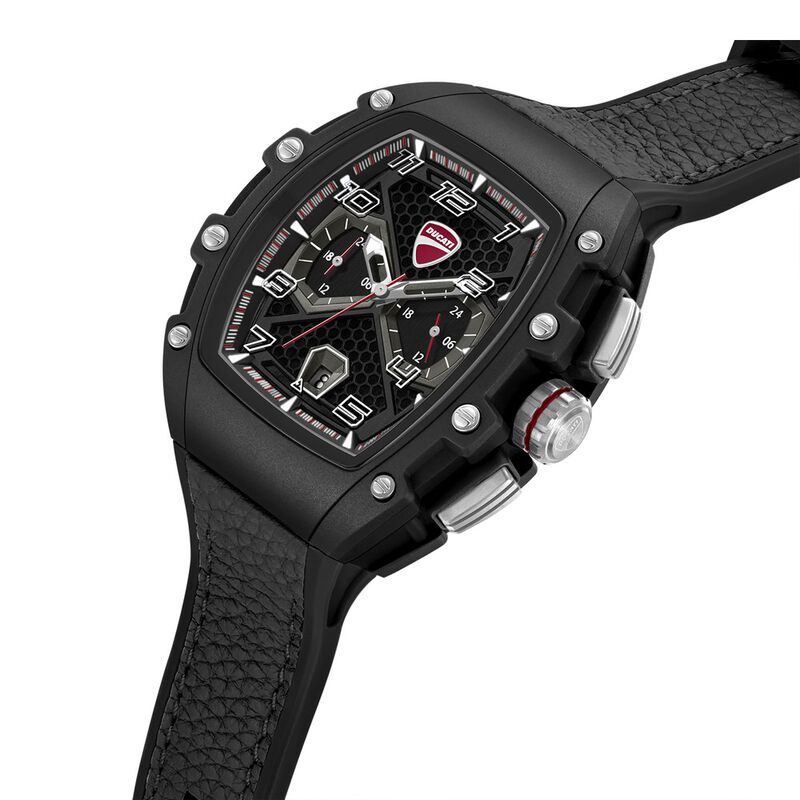 Ducati Quartz Multifunction Black Dial Black Silicone Strap Watch For Men