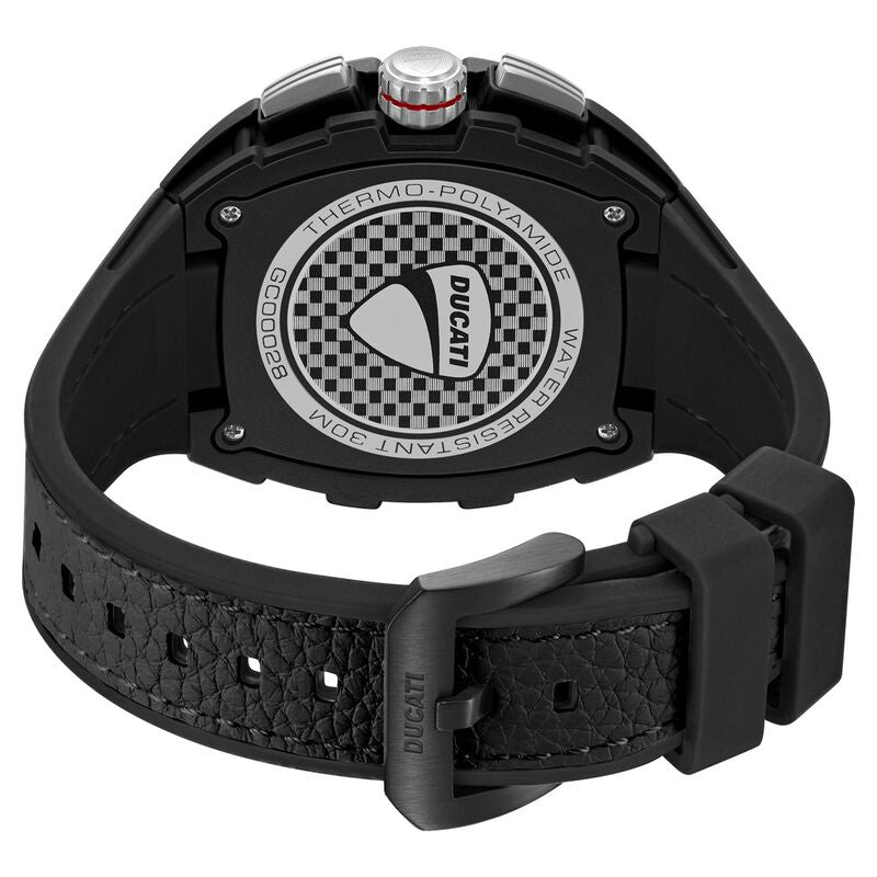 Ducati Quartz Multifunction Black Dial Black Silicone Strap Watch For Men